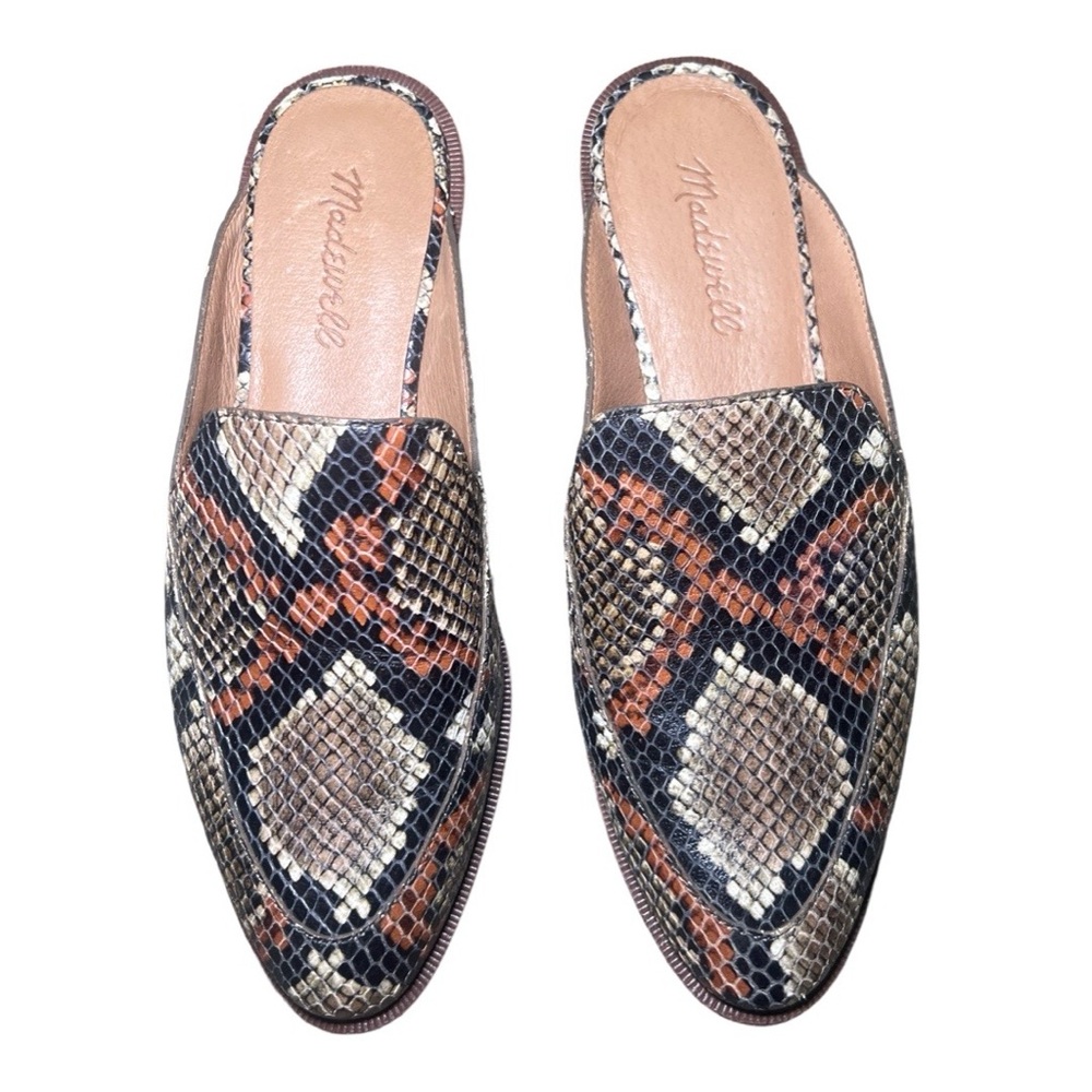 MADEWELL Women Frances Loafer Mule in Snake Embossed Leather Sz 6.5 Casual Shoes